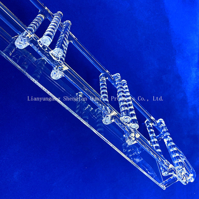 Custom High Temperature Annealing Furnace Fused Slotted Quartz Rod Welded Quartz Boat Discharge Silicon Wafers