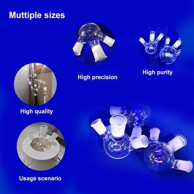 Customized High Temperature Corrosion Resistant Laboratory Quartz Tubes Three Mouth Flasks With Ground Joints