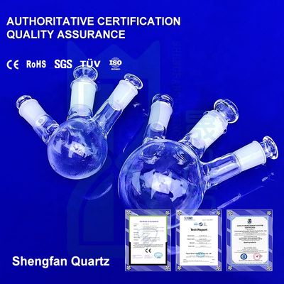 Customized High Temperature Corrosion Resistant Laboratory Quartz Tubes Three Mouth Flasks With Ground Joints