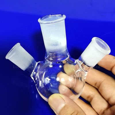Customized High Temperature Corrosion Resistant Laboratory Quartz Tubes Three Mouth Flasks With Ground Joints