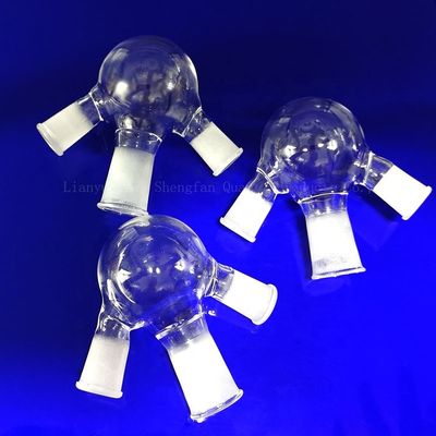 Customized High Temperature Corrosion Resistant Laboratory Quartz Tubes Three Mouth Flasks With Ground Joints