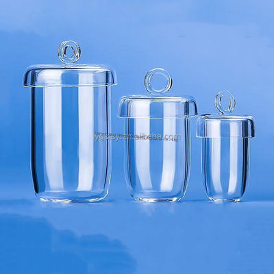 Factory  Customized Fused Silica Quartz Glass Container With handle
