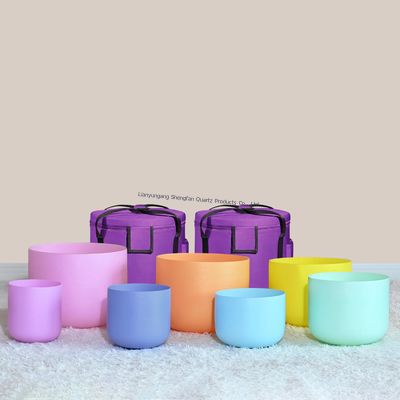 Pure Quartz Crystal Singing Bowl Set with Harmonic Resonance for Grounding Effect and Meditation