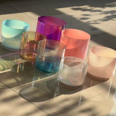 Alchemy Magic Colorful Clear Quartz Crystal Singing Bowl Set Sound Therapy Healing Bowl Products For Sound Therapy