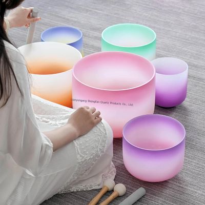 Pure Quartz Crystal Singing Bowl Set with Harmonic Resonance for Grounding Effect and Meditation