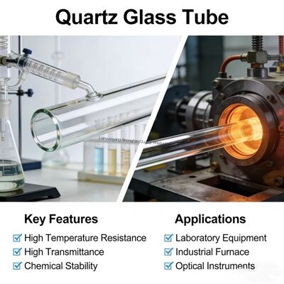 High Temperature Resistant Quartz Glass Tube with Good Electrical Insulation and High Purity SiO2>99.99% for Laboratories