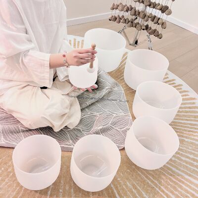 Wholesale 6-12inch Customizable Quartz Singing Bowl Set with Free Mallets and O Rings for Chakra Healing
