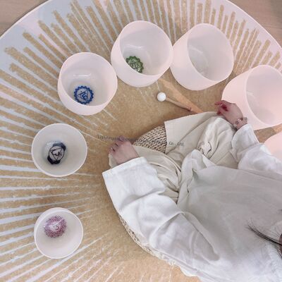 6-12inch Customizable Size Quartz Singing Bowl Set with Free Mallets and O Rings for Chakra Healing