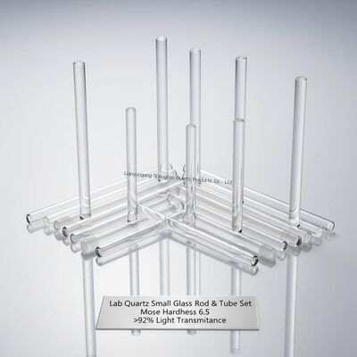 Lab Quartz Small Glass Rod Tubes Mose 6.5 Hardness >92% Light Transmittance