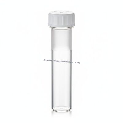 Fire Polished Heating Clear Quartz Tube With Ptfe Screw Lid Female Thread