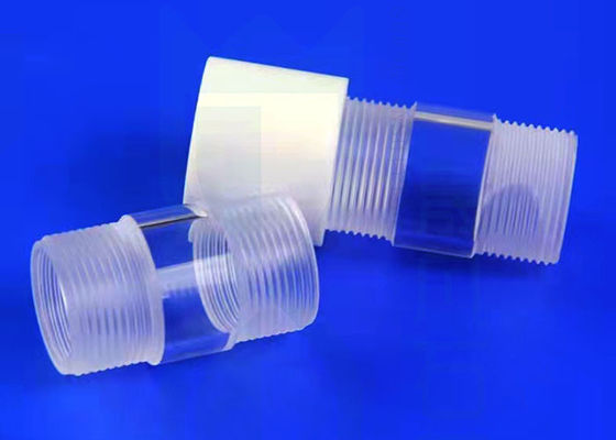 Fire Polished Heating Clear 2.2g/Cm3 Quartz Tubes With Ptfe Screw Lid Female Screw Thread