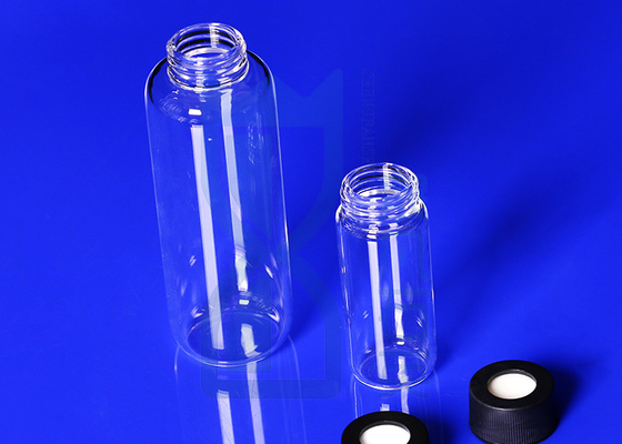 Purity Transparent Silica Glass Reagent Bottle Fused With Screw Caps 2.2g / Cm3