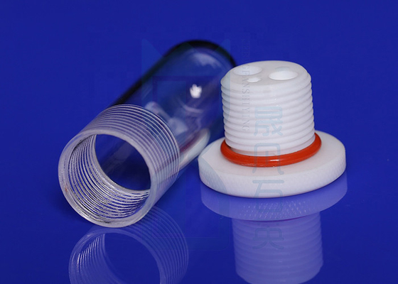 Fused Silica Glass Reagent Bottle With Screw Caps Purity Transparent